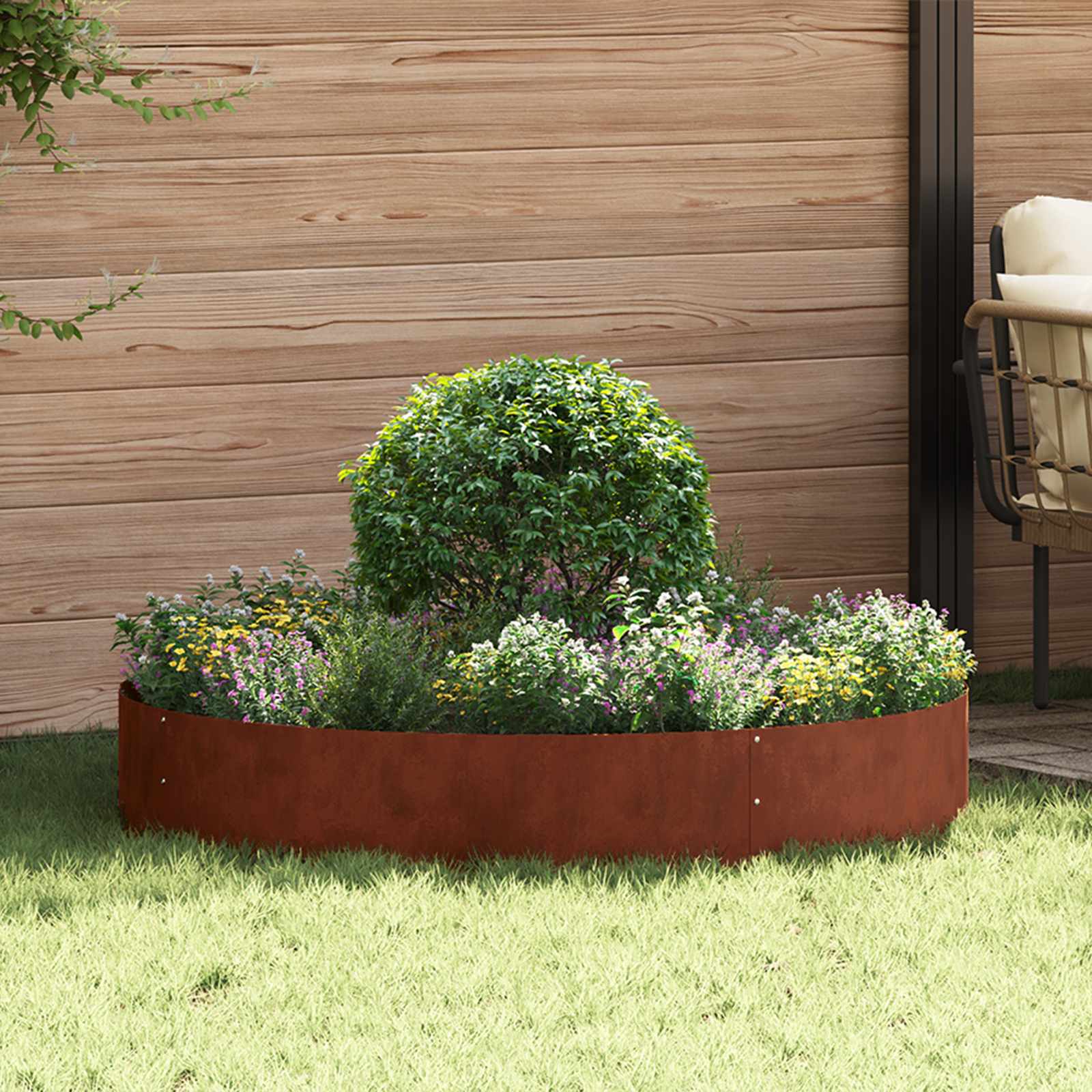 vidaXL Planter Ring Rusty 120 x 120 x 20 cm Weathering Steel 1