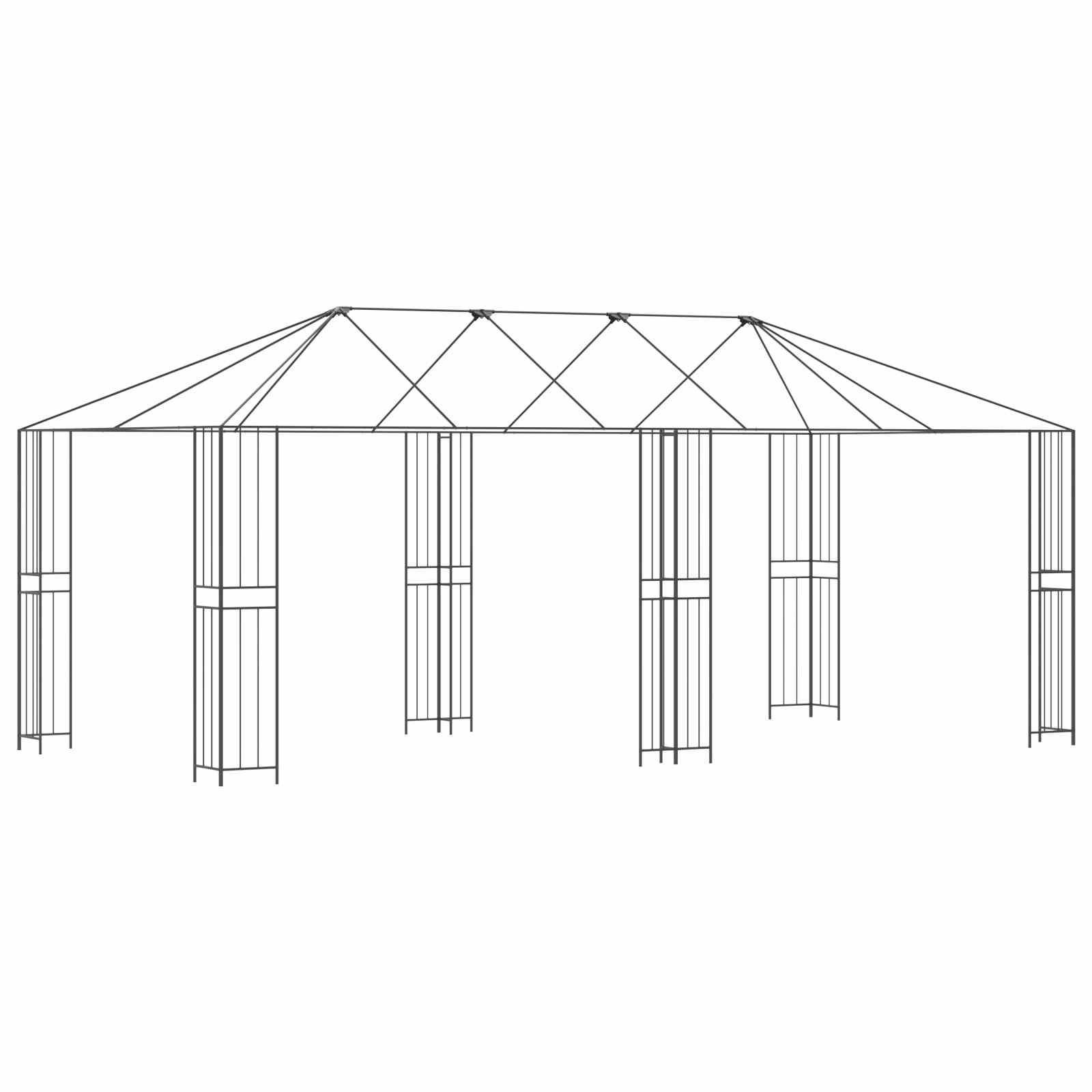 vidaXL Gazebo Frame Without Gazebo Fabric 6 x 3 m Black Steel 2