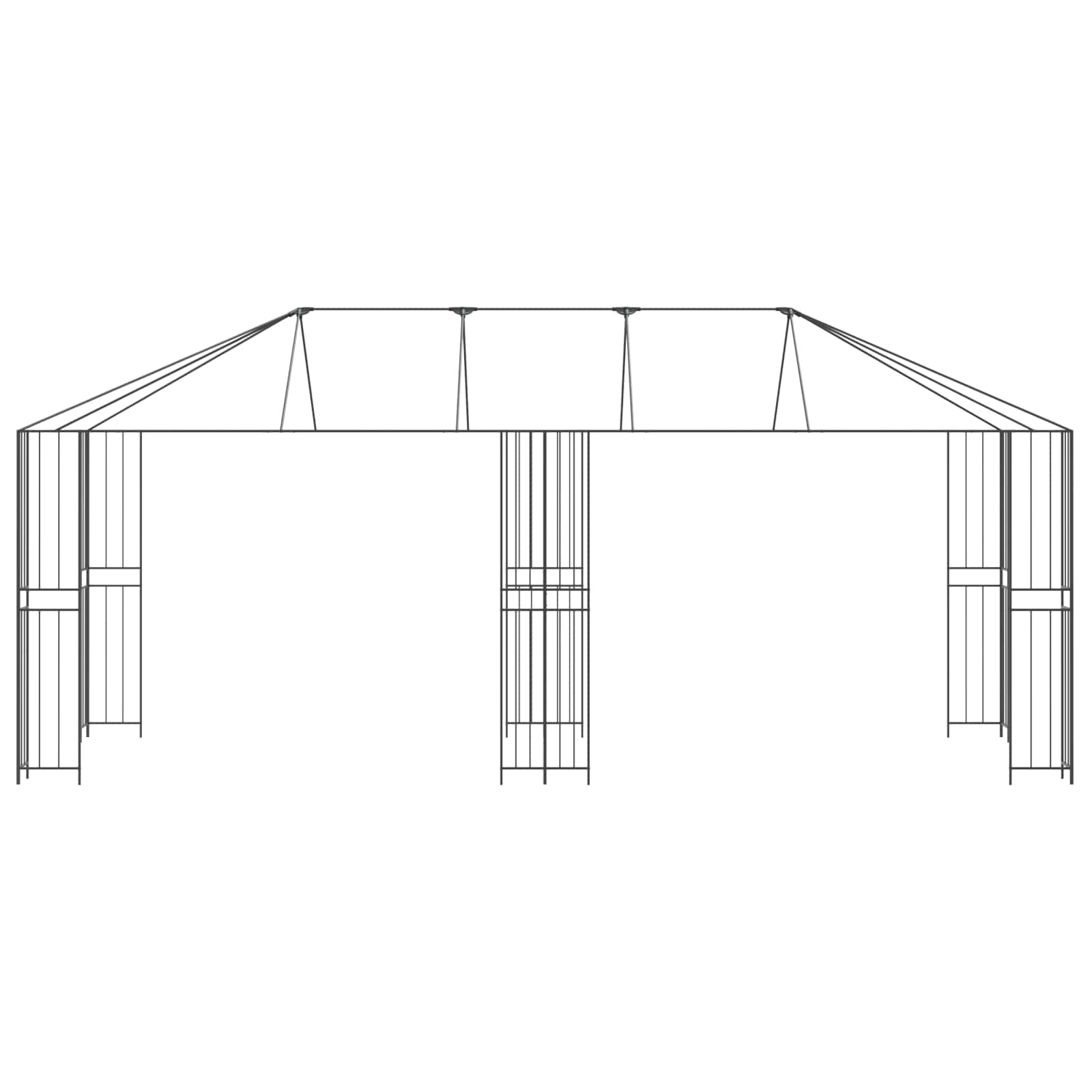 vidaXL Gazebo Frame Without Gazebo Fabric 6 x 3 m Black Steel 4