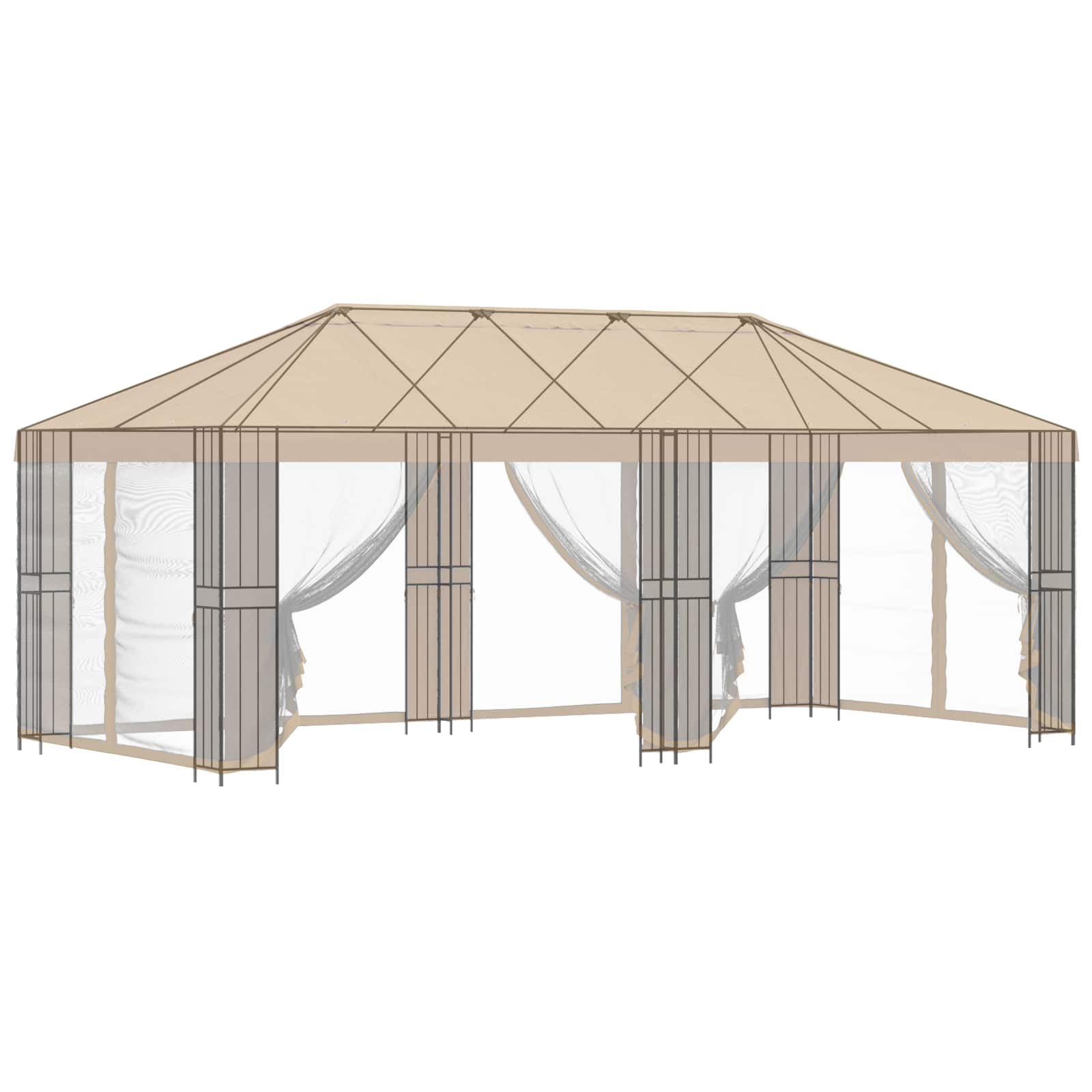 vidaXL Gazebo Frame Without Gazebo Fabric 6 x 3 m Black Steel 3