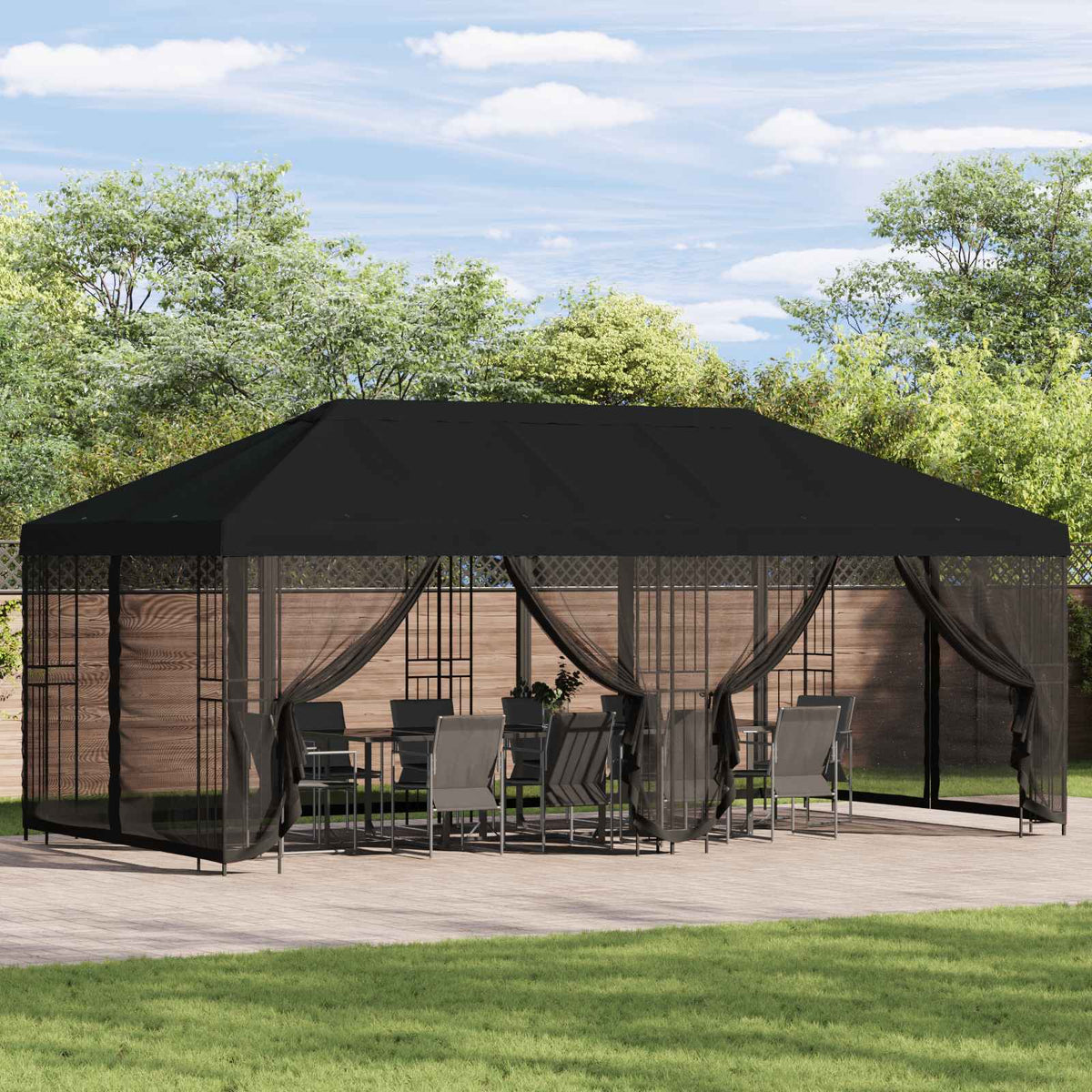 6 x 3 m Polyester and Steel 190 gsm Black