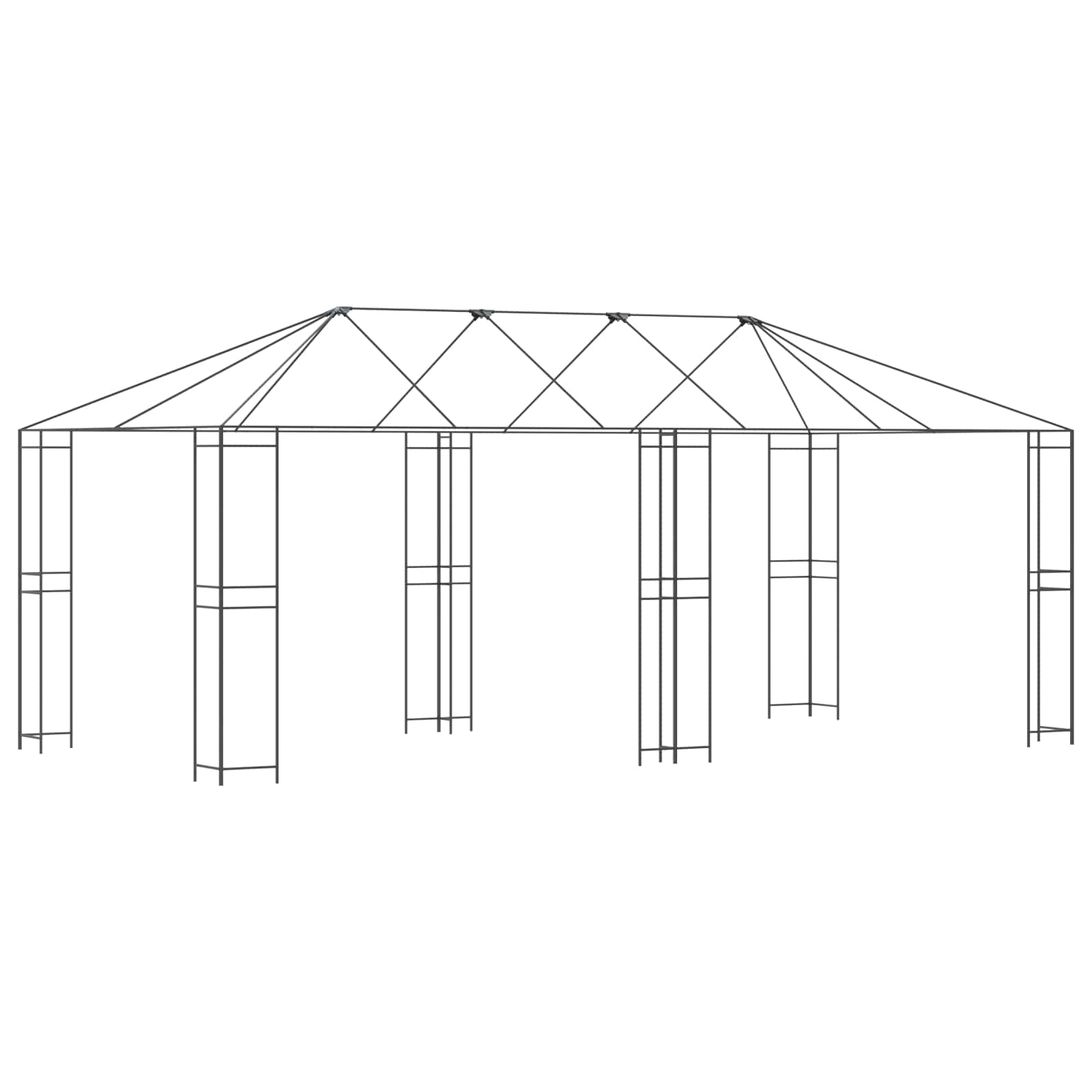 vidaXL Gazebo Frame Without Gazebo Fabric 6 x 3 m Black Steel 2