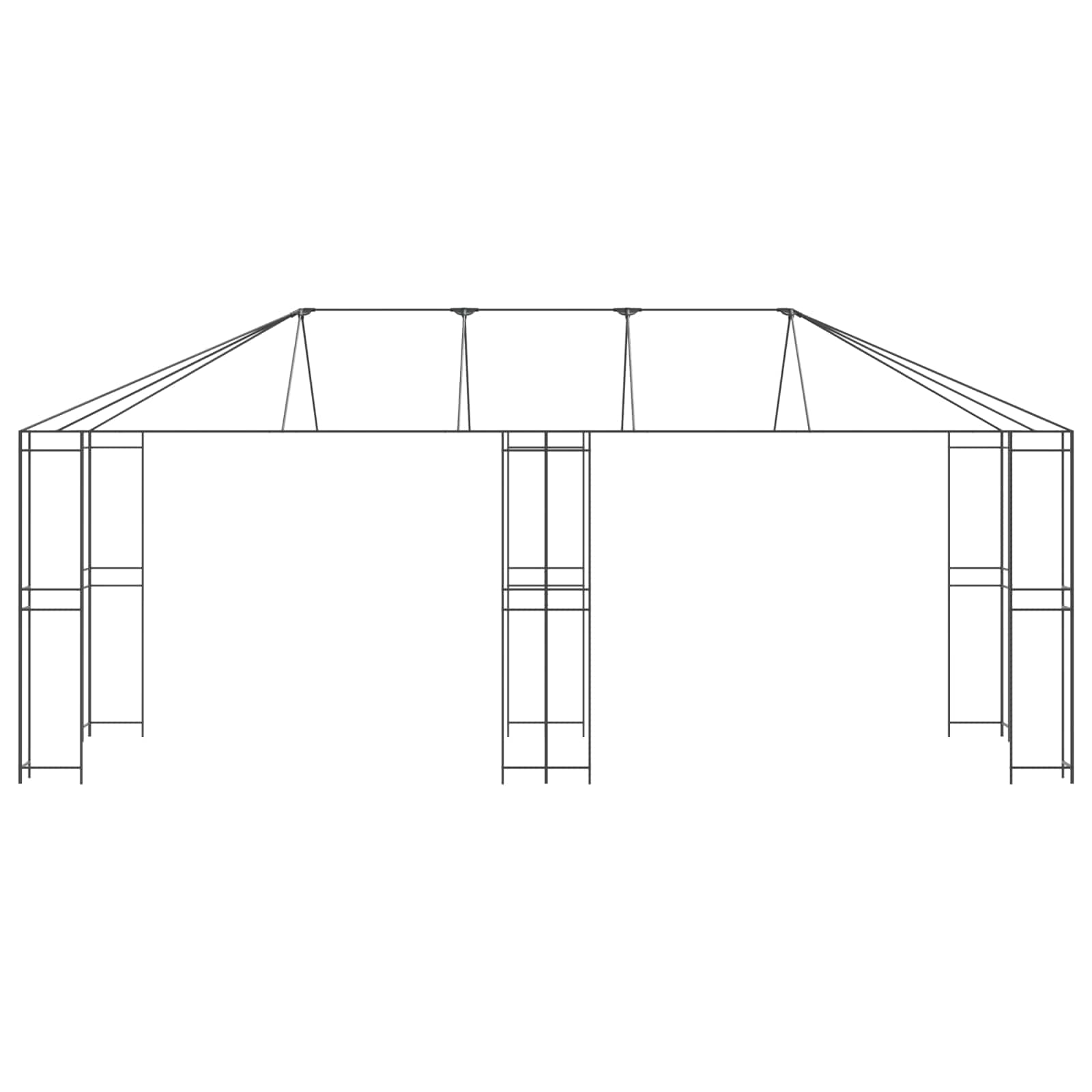 vidaXL Gazebo Frame Without Gazebo Fabric 6 x 3 m Black Steel 4