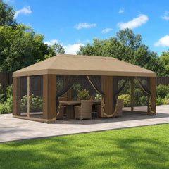 Garden Gazebo with Sidewalls 6 x 3 m Polyester and Steel Beige