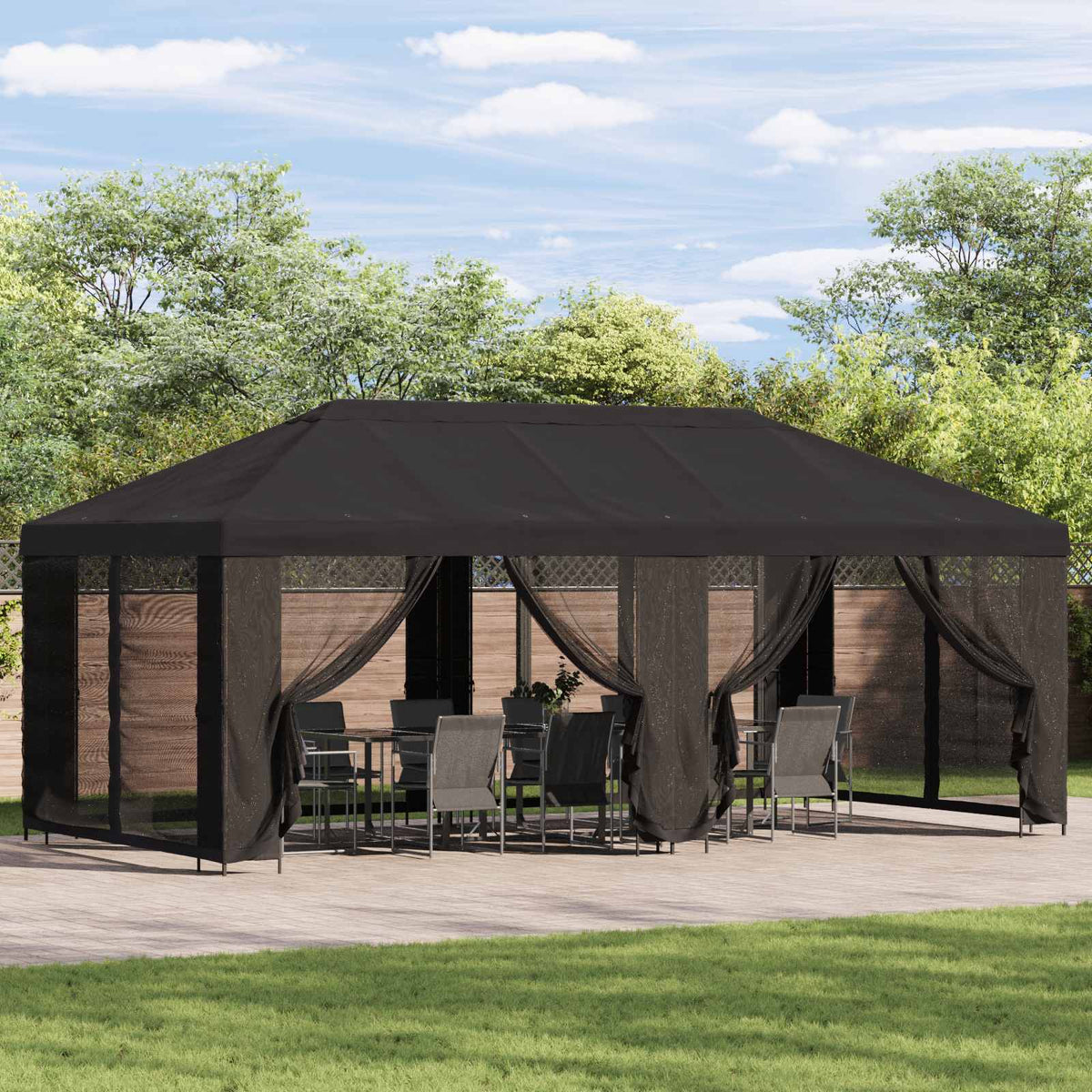 Garden Gazebo with Sidewalls 6 x 3 m Polyester and Steel Anthracite