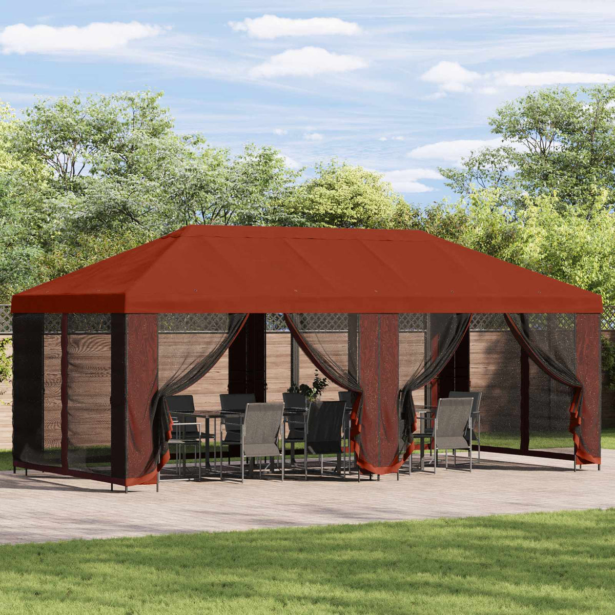 Garden Gazebo with Sidewalls 6 x 3 m Polyester and Steel Terracotta