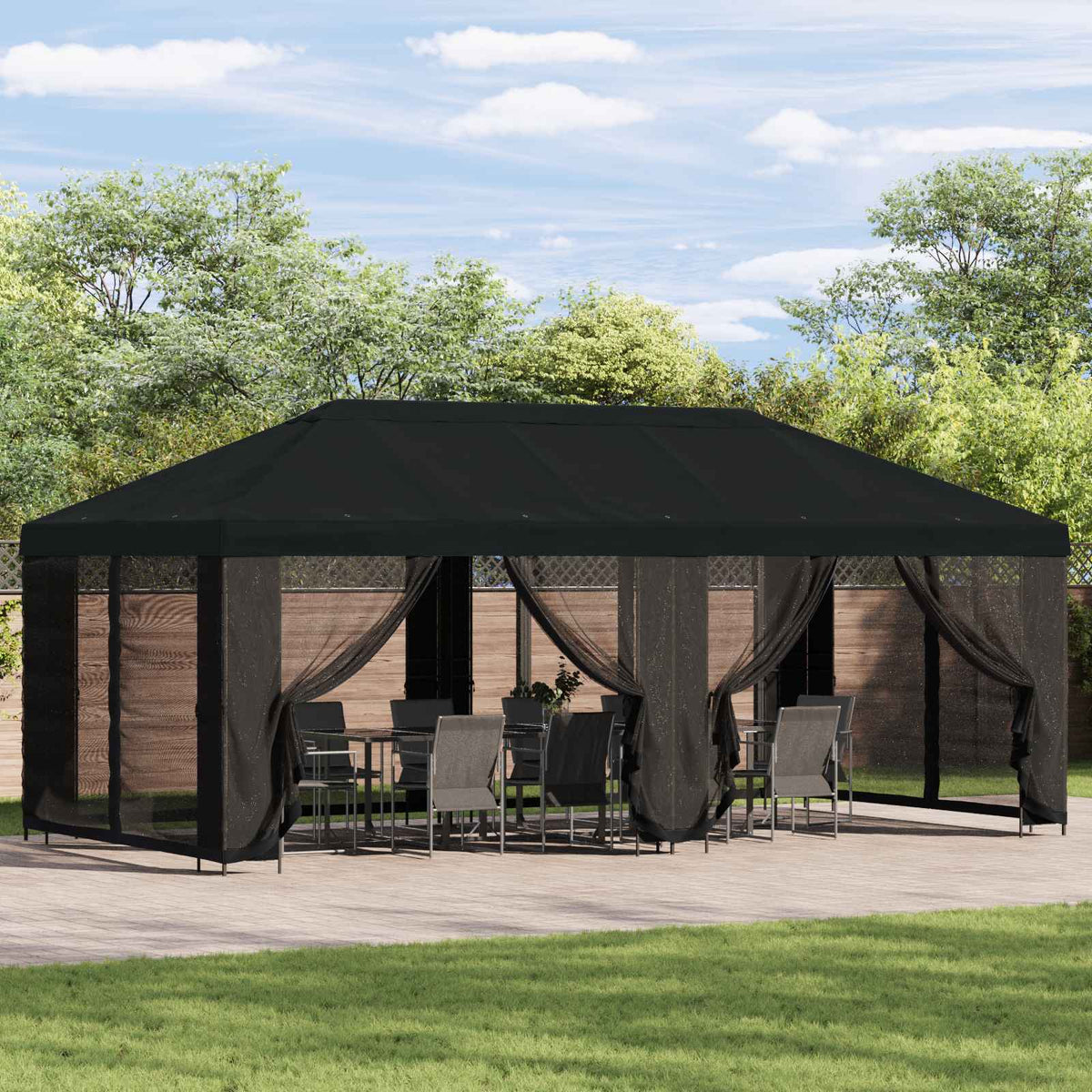 Garden Gazebo with Sidewalls 6 x 3 m Polyester and Steel Black