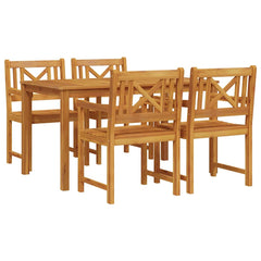 Garden Dining Set 5 pcs Brown Solid Acacia Wood 140 cm table length 4-Seater