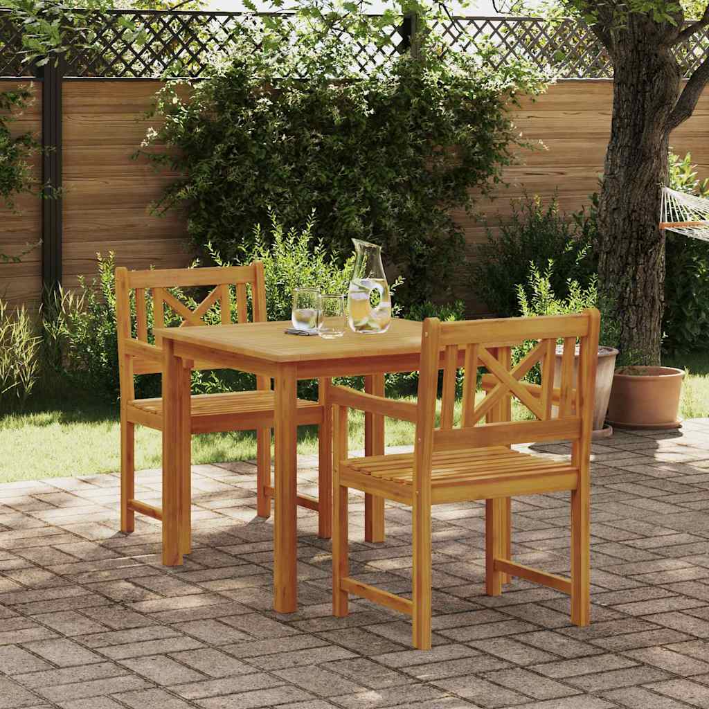 Garden Dining Set 3 pcs Brown Solid Acacia wood 85 cm table length 2-seater