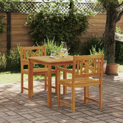 Garden Dining Set 3 pcs Brown Solid Acacia wood 85 cm table length 2-seater