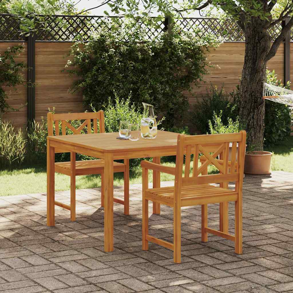 Garden Dining Set 3 pcs Brown Solid Acacia wood 110 cm table length 2-seater