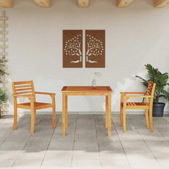 Garden Dining Set 3 pcs Brown Solid Acacia Wood 85 cm table length 2-seater