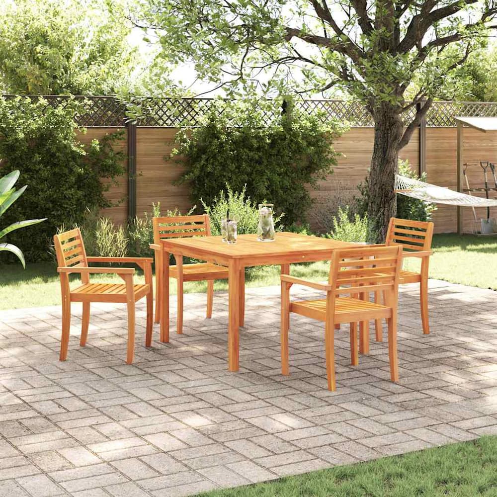 Garden Dining Set 3 pcs Brown Solid Acacia Wood 110 cm table length 4-seater