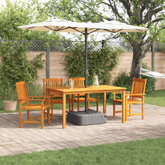 5 Piece Outdoor Dining Set Solid Acacia Wood 150 cm table length 4