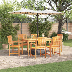 5 Piece Outdoor Dining Set Solid Acacia Wood 150 cm table length 6