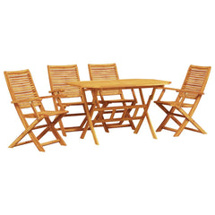 Garden Dining Set 5 pcs Brown Solid Acacia Wood 4x armchair +table