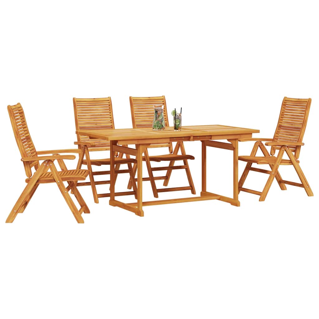 Garden Dining Set 5 pcs Brown Solid Acacia Wood Rectangular table +4x chair