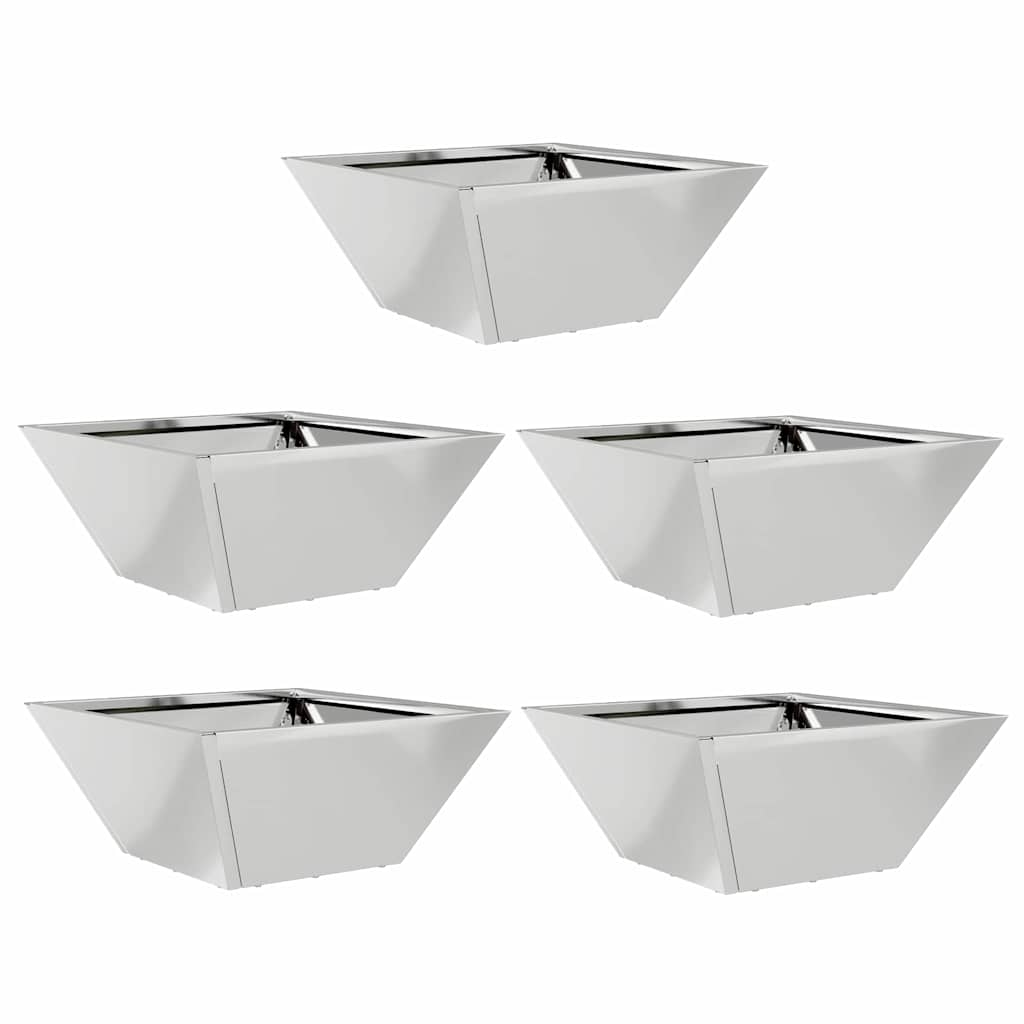 vidaXL Garden Planter 5 pcs Silver 35 x 35 x 15 cm Galvanised Steel 2