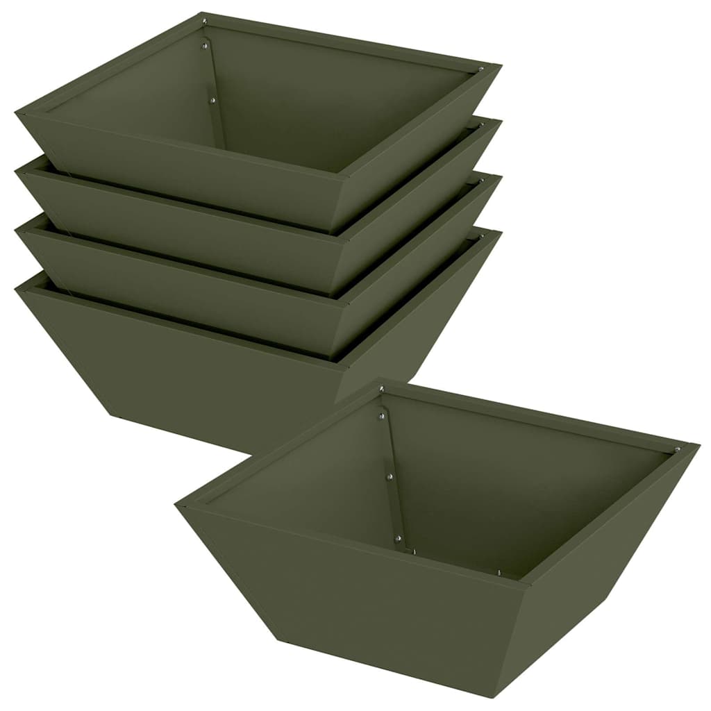 vidaXL Garden Planter 5 pcs Olive Green 40 x 40 x 15 cm 2