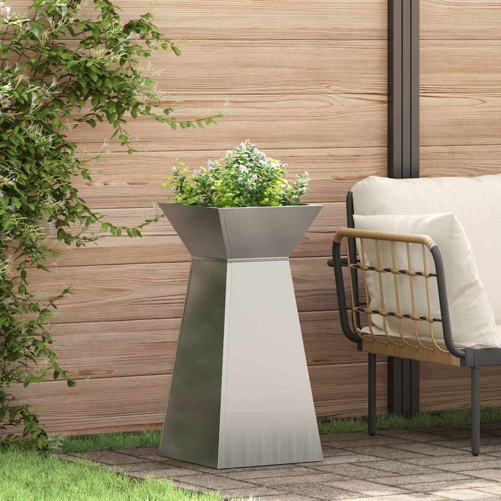 vidaXL Pillar Planter Silver 35 x 35 x 73 cm Galvanised Steel 1