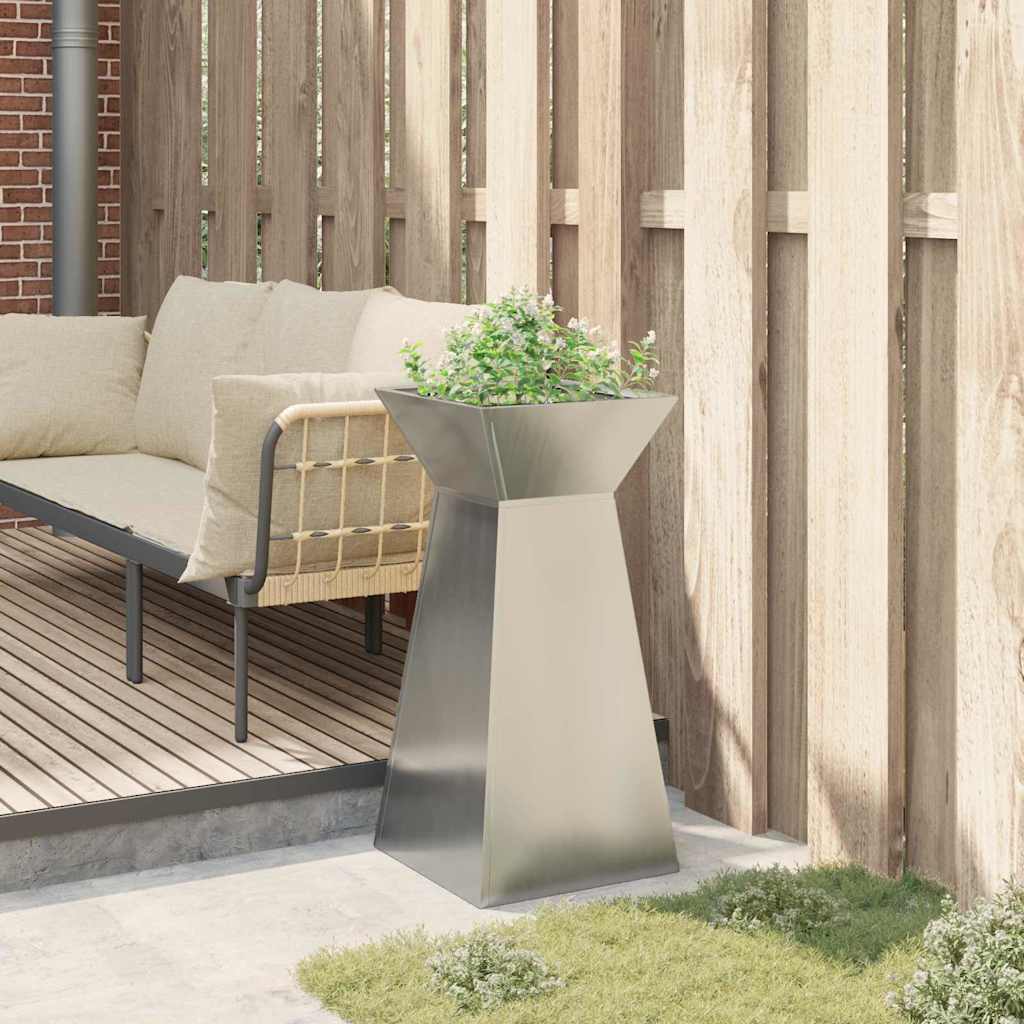 vidaXL Pillar Planter Silver 35 x 35 x 73 cm Galvanised Steel 4