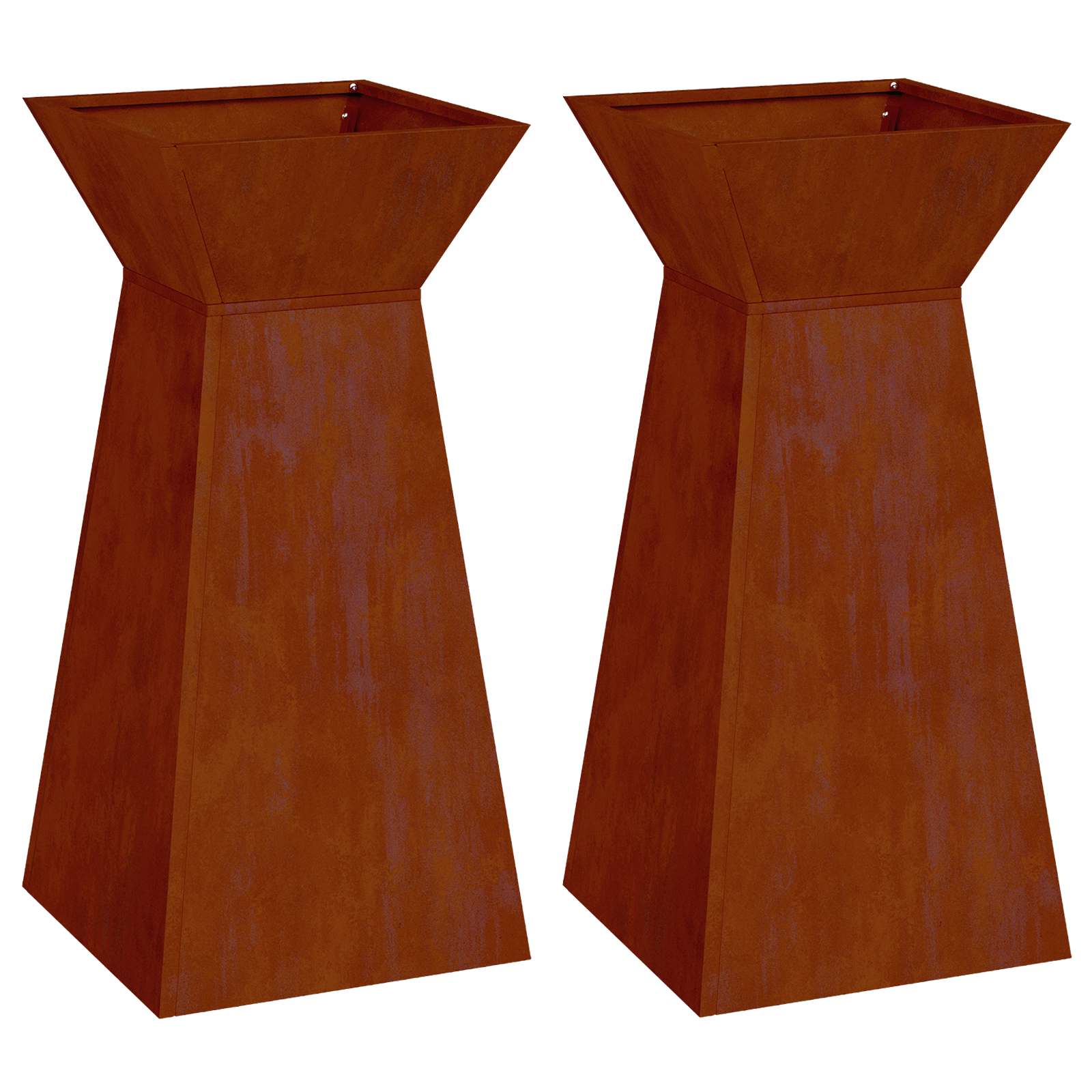 vidaXL Pillar Planter 2 pcs Rusty 35 x 35 x 73 cm Weathering Steel 5