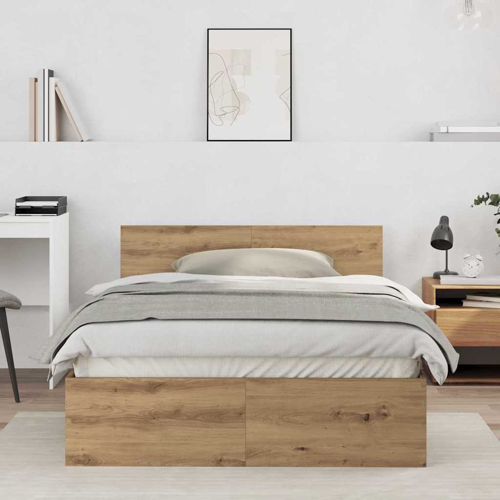 Bed Frame with Headboard Artisan Oak 120 x 190 cm