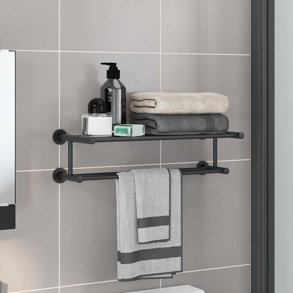 vidaXL Towel Rack Black 61 x 23 x 17 cm Stainless steel 1