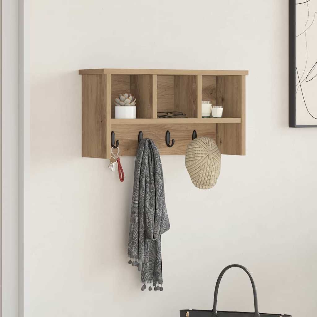 vidaXL Wall-Mounted Coat Rack Artisan Oak 50 x 16 x 26 cm 1