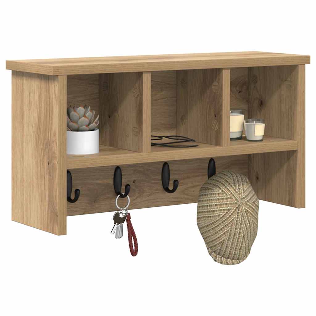 vidaXL Wall-Mounted Coat Rack Artisan Oak 50 x 16 x 26 cm 3