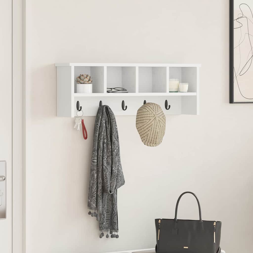 vidaXL Wall-Mounted Coat Rack Wall-Mounted White 75 x 16 x 26 cm 1