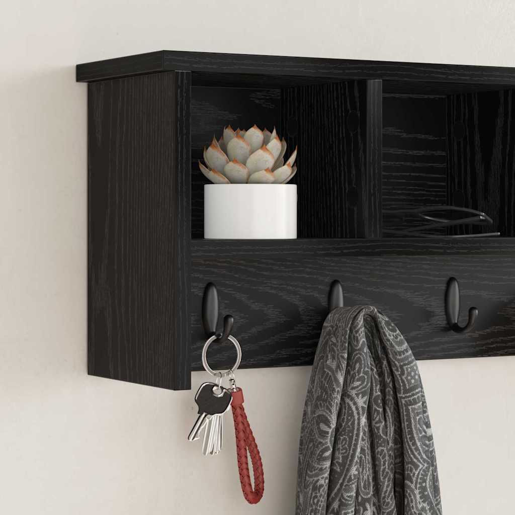 vidaXL Wall-Mounted Coat Rack Wall-Mounted Black Oak 75 x 16 x 26 cm 4