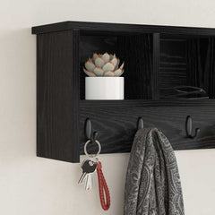 vidaXL Wall-Mounted Coat Rack Wall-Mounted Black Oak 75 x 16 x 26 cm 4