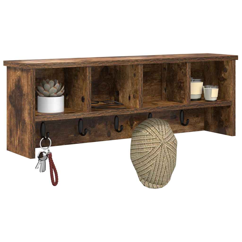 vidaXL Wall-Mounted Coat Rack Wall-Mounted Smoked Oak 75 x 16 x 26 cm 3