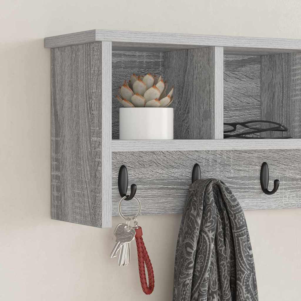 vidaXL Wall-Mounted Coat Rack Wall-Mounted Grey Sonoma 75 x 16 x 26 cm 4