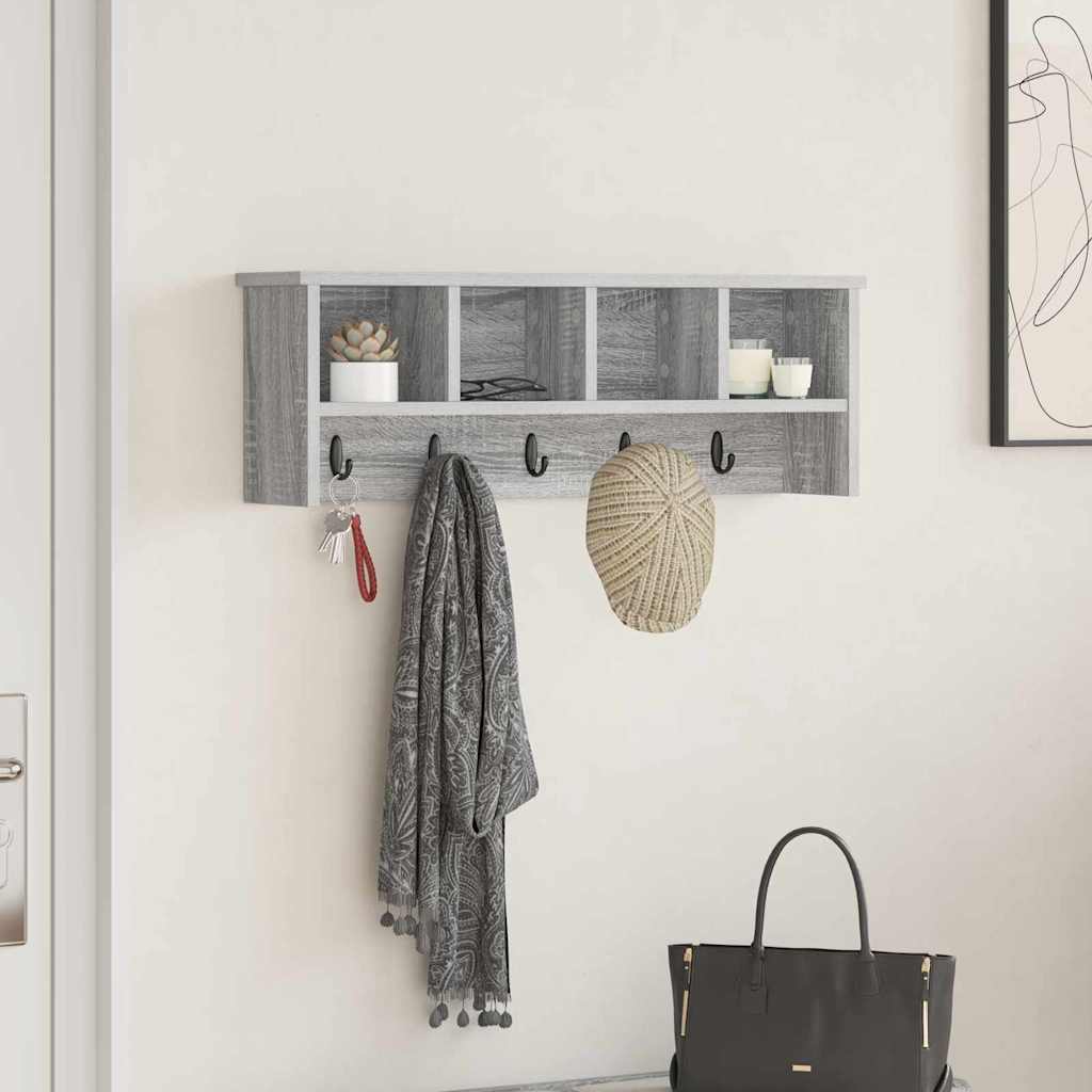 vidaXL Wall-Mounted Coat Rack Wall-Mounted Grey Sonoma 75 x 16 x 26 cm 1