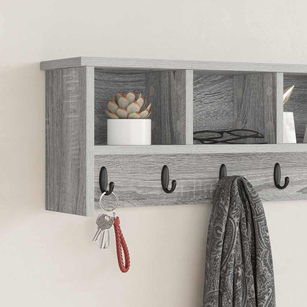 vidaXL Wall-Mounted Coat Rack Wall-Mounted Grey Sonoma Engineered wood 4