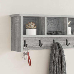 vidaXL Wall-Mounted Coat Rack Wall-Mounted Grey Sonoma Engineered wood 4