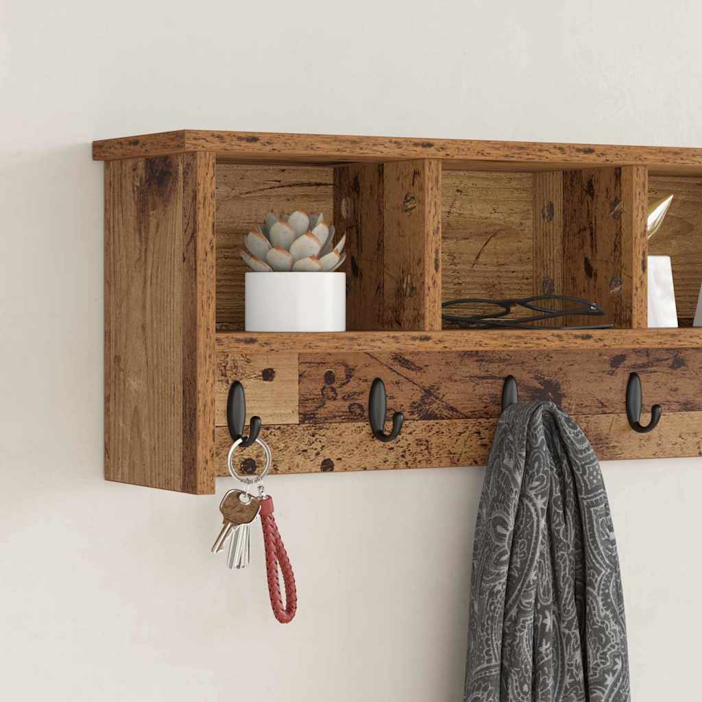 vidaXL Wall-Mounted Coat Rack Wall-Mounted Old Wood 100 x 16 x 26 cm 4