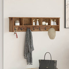 vidaXL Wall-Mounted Coat Rack Wall-Mounted Old Wood 100 x 16 x 26 cm 1