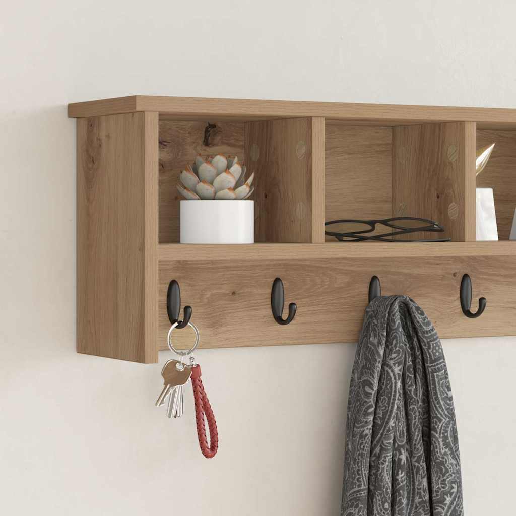 vidaXL Wall-Mounted Coat Rack Wall-Mounted Artisan Oak Engineered wood 4