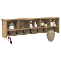 vidaXL Wall-Mounted Coat Rack Wall-Mounted Artisan Oak Engineered wood 3