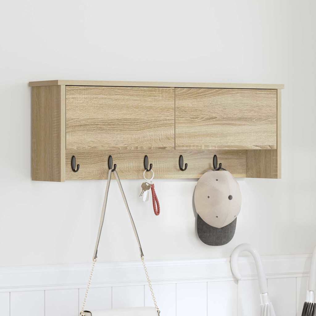 vidaXL Wall-Mounted Coat Rack Wall-Mounted Sonoma Oak 80 x 20 x 30 cm 1