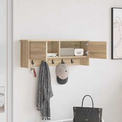 vidaXL Wall-Mounted Coat Rack Wall-Mounted Sonoma Oak 80 x 20 x 30 cm 4