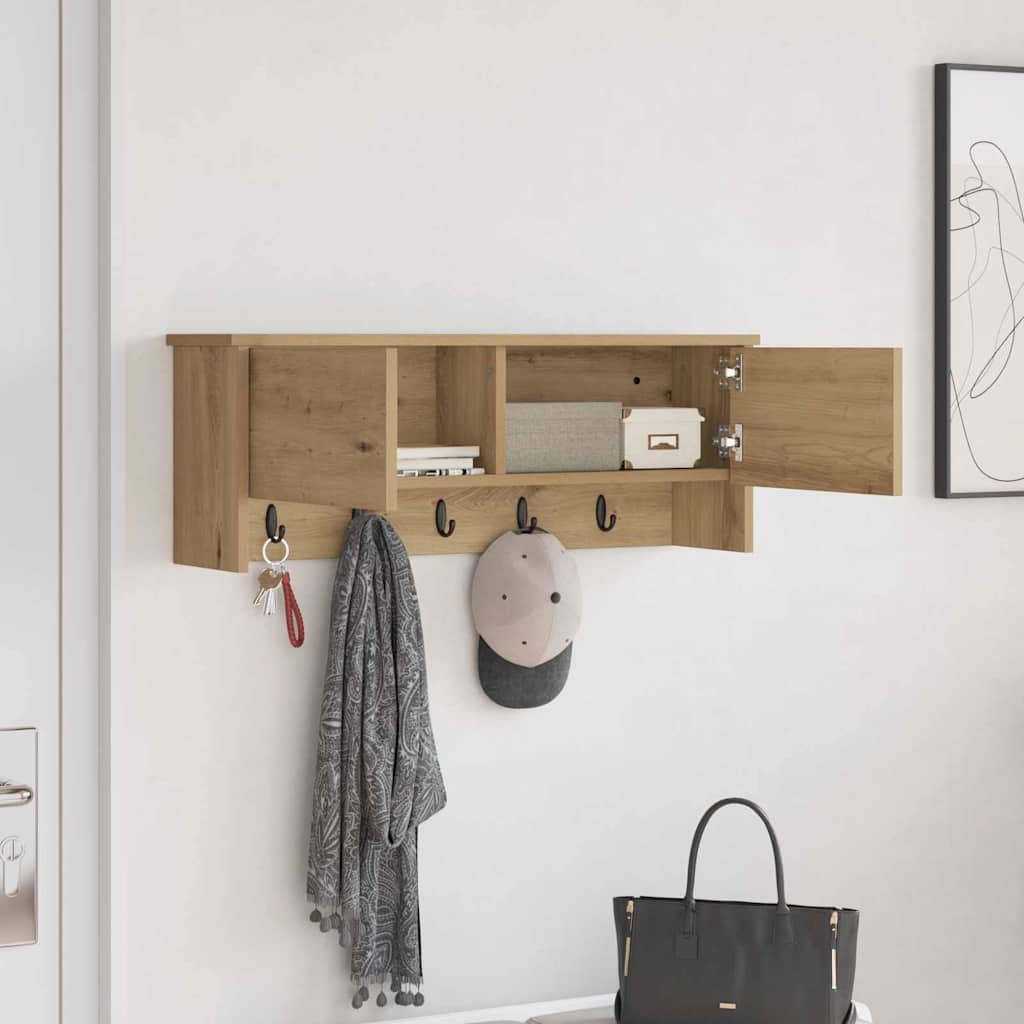 vidaXL Wall-Mounted Coat Rack Wall-Mounted Artisan Oak 80 x 20 x 30 cm 4