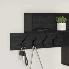 vidaXL Wall-Mounted Coat Rack Wall-Mounted Black Oak Engineered wood 4