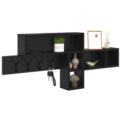 vidaXL Wall-Mounted Coat Rack Wall-Mounted Black Oak Engineered wood 3