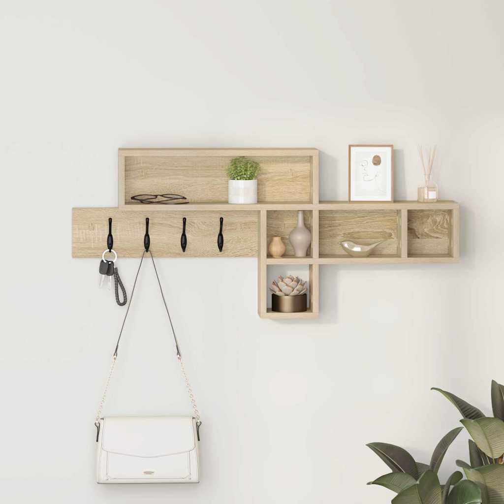 vidaXL Wall-Mounted Coat Rack Wall-Mounted Sonoma Oak Engineered wood 1