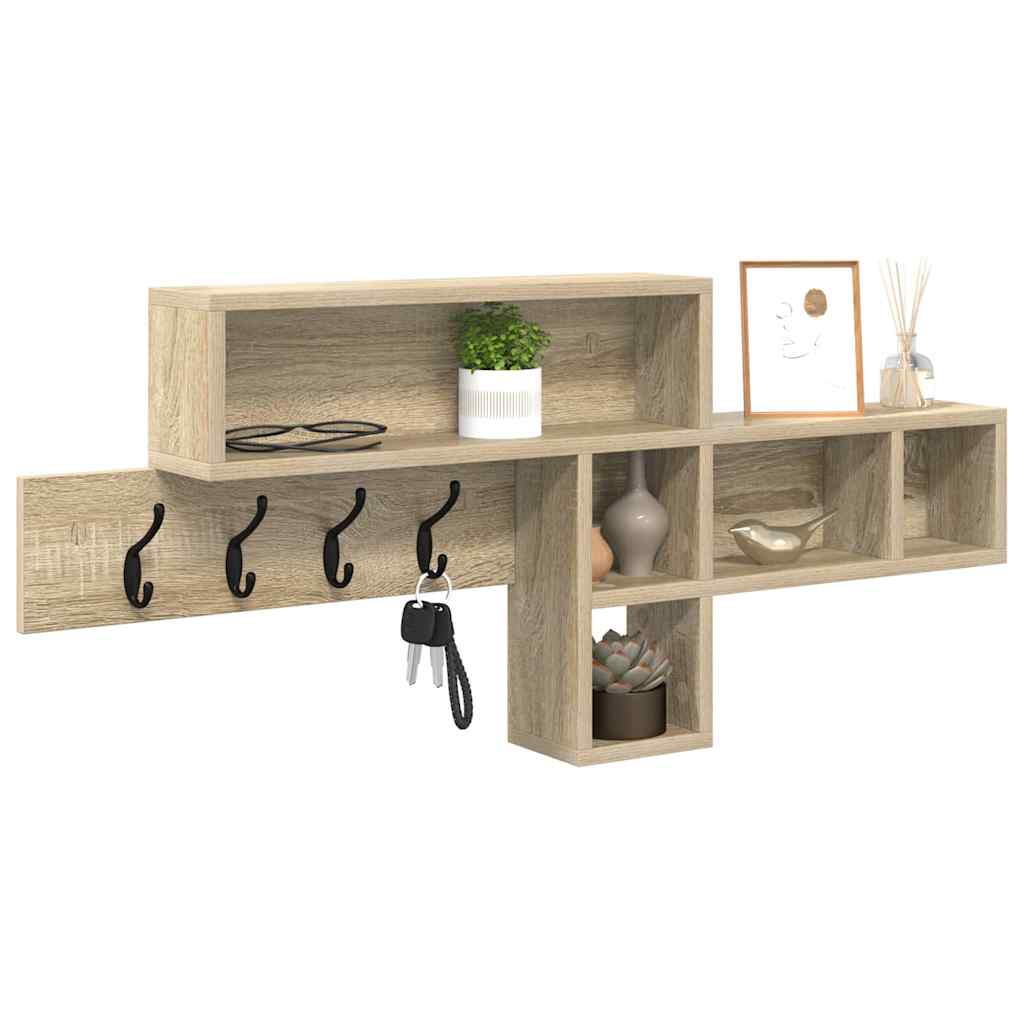 vidaXL Wall-Mounted Coat Rack Wall-Mounted Sonoma Oak Engineered wood 3