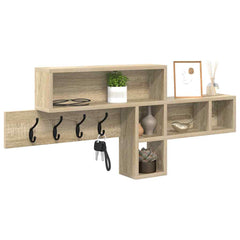 vidaXL Wall-Mounted Coat Rack Wall-Mounted Sonoma Oak Engineered wood 3